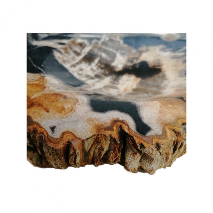 Porte-savon en bois fossilisé noir détail