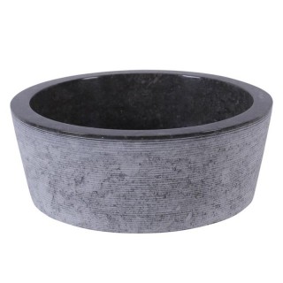 Vasque marbre droite Ø40cm traits LY-G noire