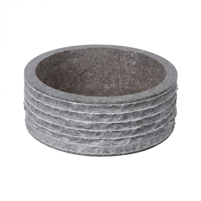 Vasque à poser grise Ø40cm forme ronde ligne droite