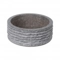 Vasque à poser grise Ø40cm forme ronde ligne droite