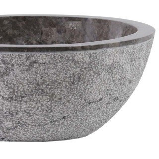 Vasque marbre grise oblique Ø40cm points MR-D