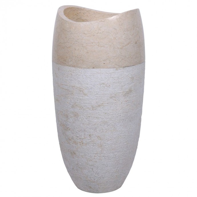 Vasque sur pied  beige marbre Ø40cm design PGT-G
