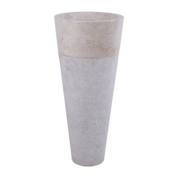 Vasque colonne beige marbre Ø40cm traits PA22G