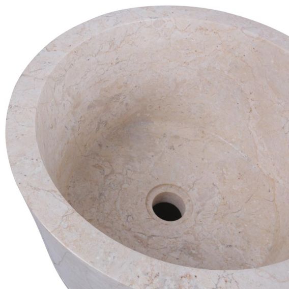 Vasque colonne creme marbre Ø40cm traits PA22-G