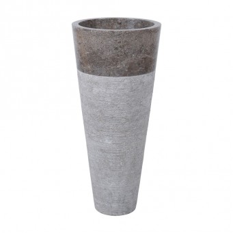Vasque colonne marbre gris Ø40cm finition traits fins PA22-G GREY