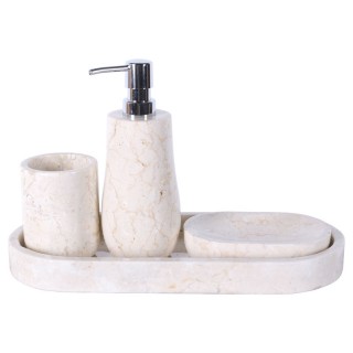 Set accessoires salle de bain en marbre beige SETMA CREAM Set accessoires salle de bain en marbre beige SETMA CREAM