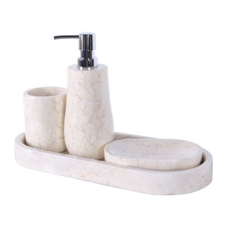 Set accessoires salle de bain en marbre beige SETMA CREAM Set accessoires salle de bain en marbre beige SETMA CREAM