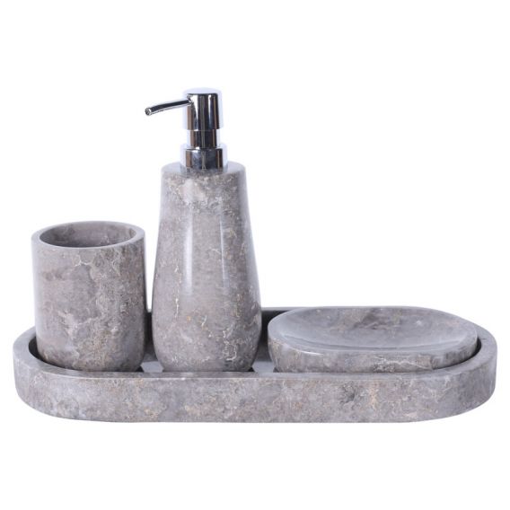 ensemble accessoires salle de bain en marbre gris SETMA GREY
