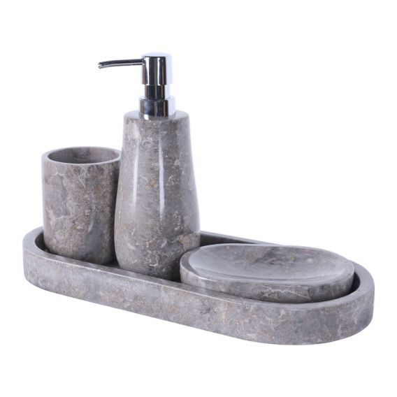 Set accessoires salle de bain en marbre gris SETMA GREY