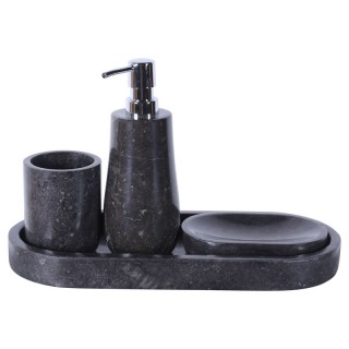 Set accessoires salle de bain en marbre noir SETMA BLACK noir Set accessoires salle de bain en marbre noir SETMA BLACK noir