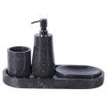 Set accessoires salle de bain en marbre noir SETMA BLACK noir