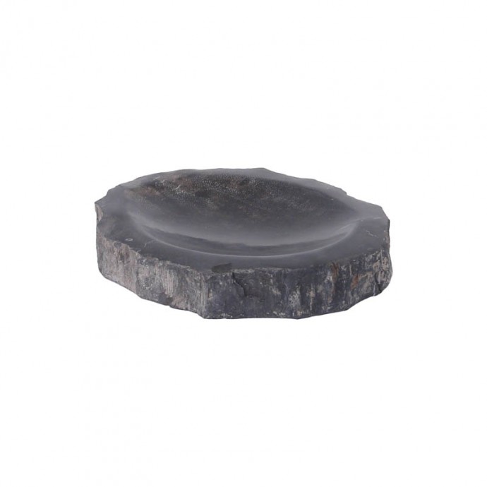 Porte-savon en bois fossilisé noir