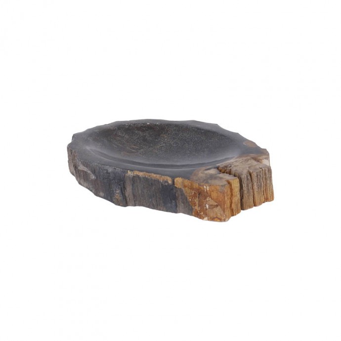 Porte-savon en bois fossilisé noir