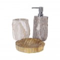 Ensemble accessoires salle de bain en bois fossilisé marron