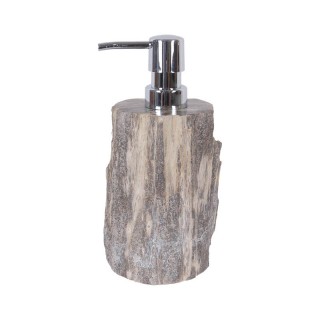 Distributeur de savon en bois fossilisé marron Distributeur de savon en bois fossilisé marron
