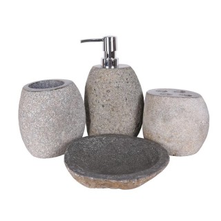 Ensemble accessoires salle de bain en pierre naturelle