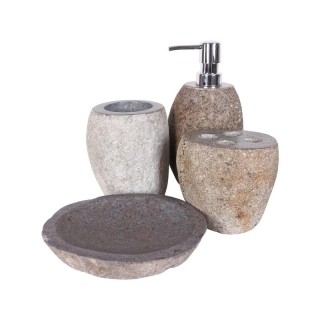 Ensemble accessoires salle de bain en pierre naturelle