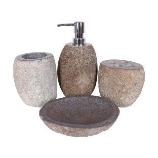 Ensemble accessoires salle de bain en pierre naturelle