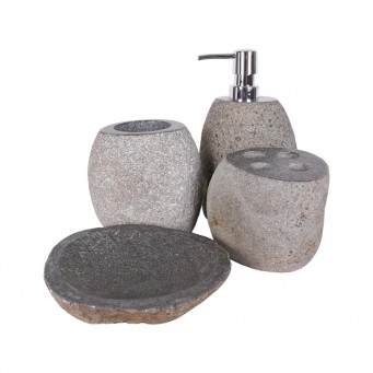 Ensemble accessoires salle de bain en pierre naturelle