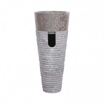Vasque totem marbre gris Ø40cm finition brute PA22-M GREY Vasque totem marbre gris Ø40cm finition brute PA22-M GREY