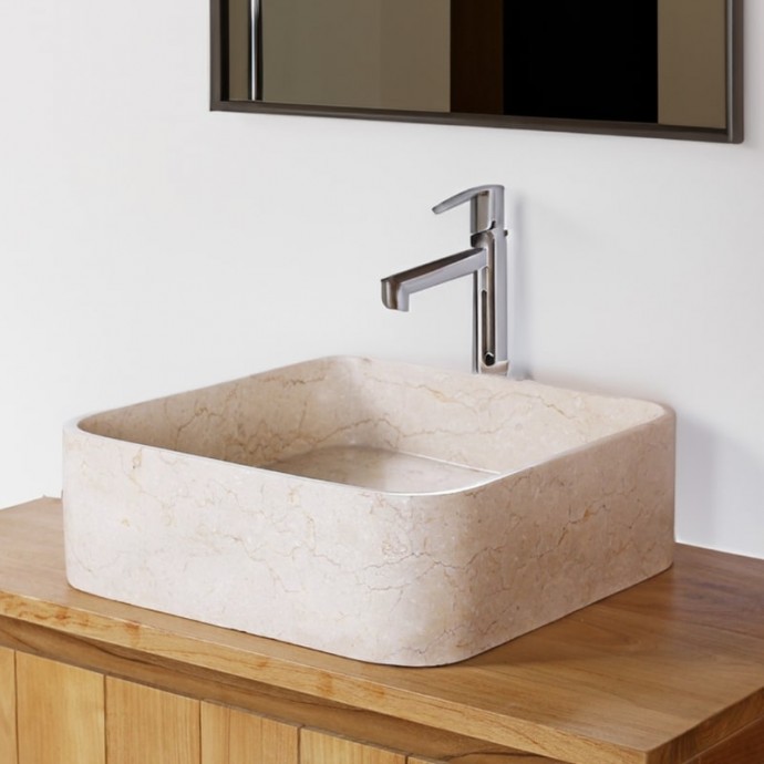 Vasque beige 40cm finition polie SKUT-P CREAM