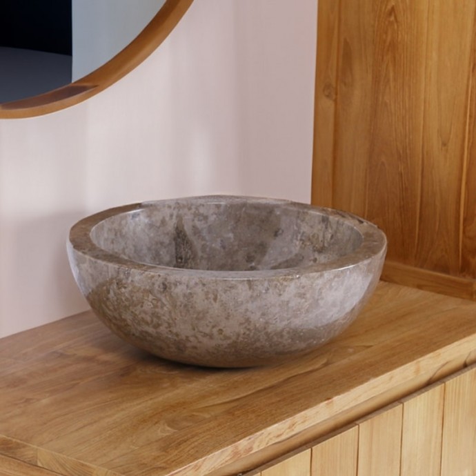 Vasque à poser ronde marbre gris Ø40cm KC-P GREY