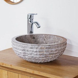 Vasque à poser ronde marbre gris Ø40cm KC-M GREY Vasque à poser ronde marbre gris Ø40cm KC-M GREY