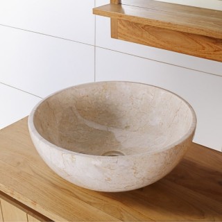 Vasque marbre ronde fine grise Ø40cm KCT-P CREAM