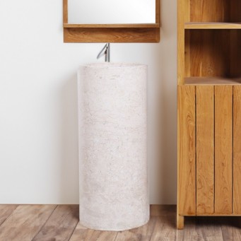 Vasque colonne marbre beige Ø40cm finition polie PSL-P CREAM Vasque colonne marbre beige Ø40cm finition polie PSL-P CREAM