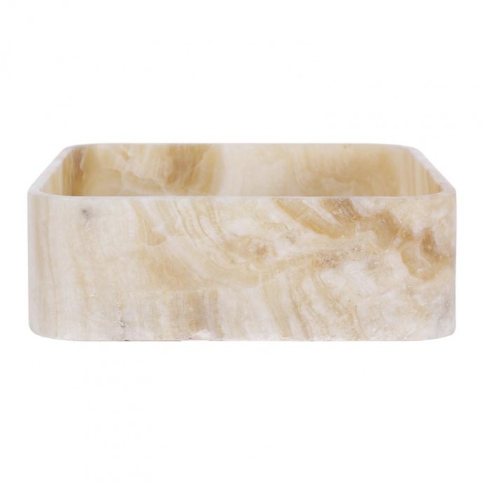 Vasque à poser carrée en pierre naturelle d'onyx 40cm n°2