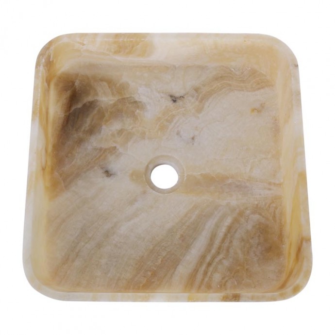 Vasque à poser carrée en pierre naturelle d'onyx 40cm n°2