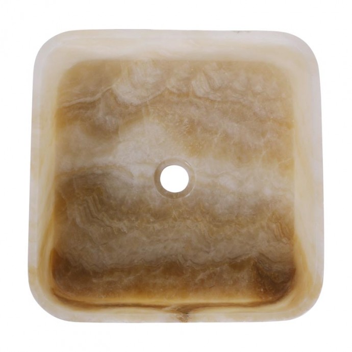 Vasque à poser carrée en pierre naturelle d'onyx 40cm n°3