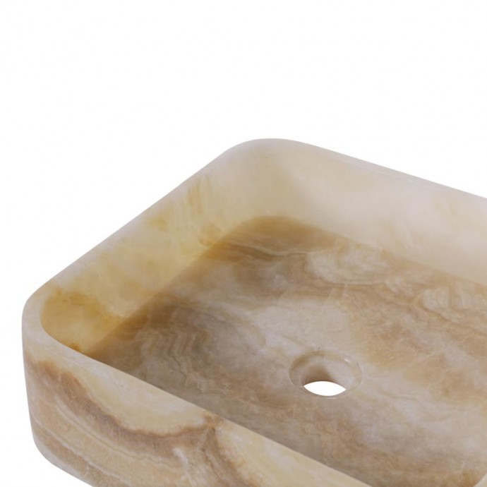 Vasque à poser carrée en pierre naturelle d'onyx 40cm n°3