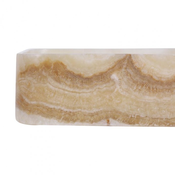 Vasque à poser carrée en pierre naturelle d'onyx 40cm n°3