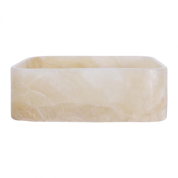 Vasque à poser carrée en pierre naturelle d'onyx 40cm n°4