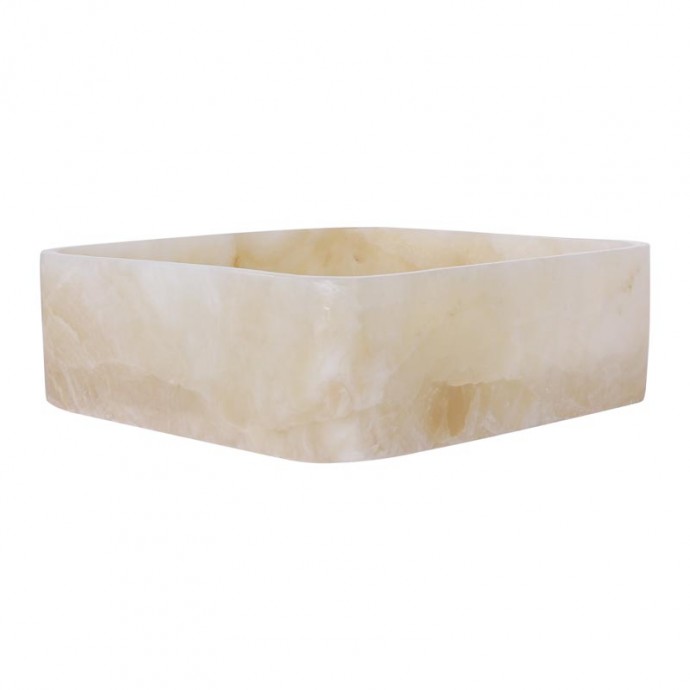 Vasque à poser carrée en pierre naturelle d'onyx 40cm n°4