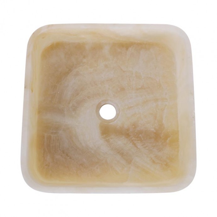 Vasque à poser carrée en pierre naturelle d'onyx 40cm n°4