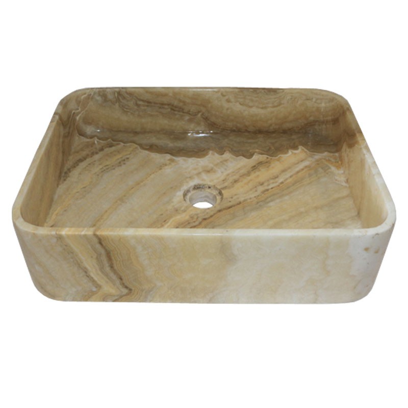 Vasque rectangulaire en pierre naturelle d'onyx 50cm n°1