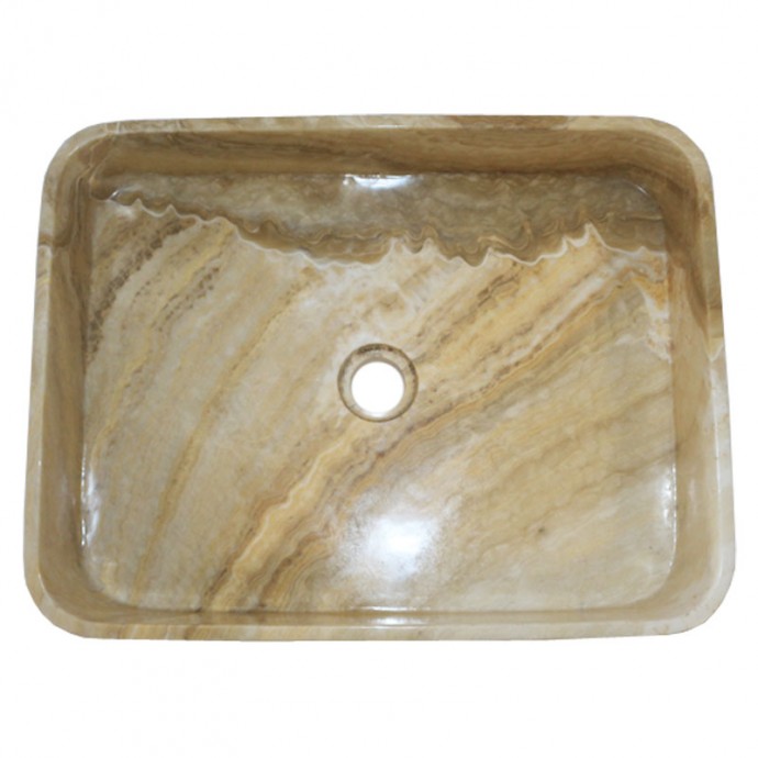 Vasque rectangulaire en pierre naturelle d'onyx 50cm n°1
