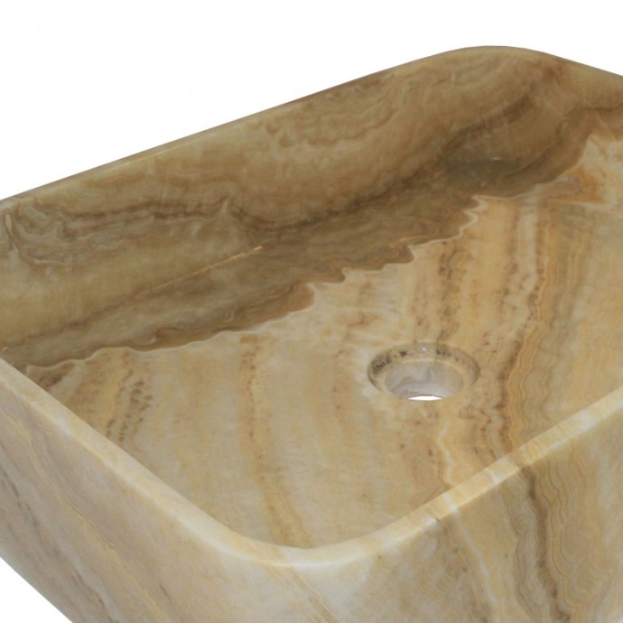 Vasque rectangulaire en pierre naturelle d'onyx 50cm n°1