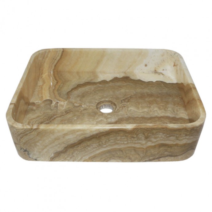 Vasque rectangulaire en pierre naturelle d'onyx 50cm n°2