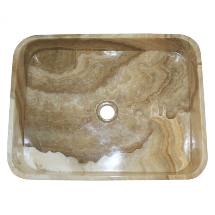 Vasque rectangulaire en pierre naturelle d'onyx 50cm n°2
