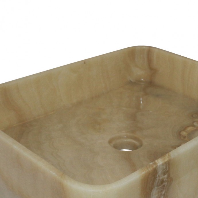 Vasque rectangulaire en pierre naturelle d'onyx 50cm n°3