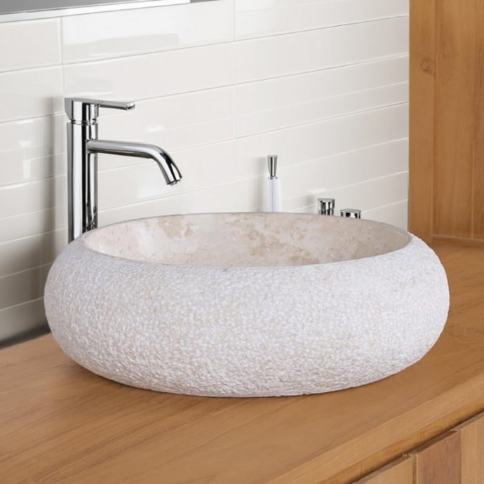 Vasque ronde donut marbre beige Ø40cm DN-D CREAM