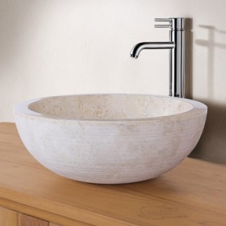 Vasque à poser ronde marbre beige Ø40cm KC-G CREAM