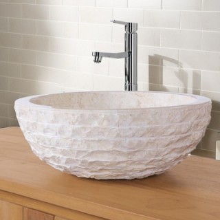 Vasque à poser ronde marbre beige Ø40cm KC-M CREAM