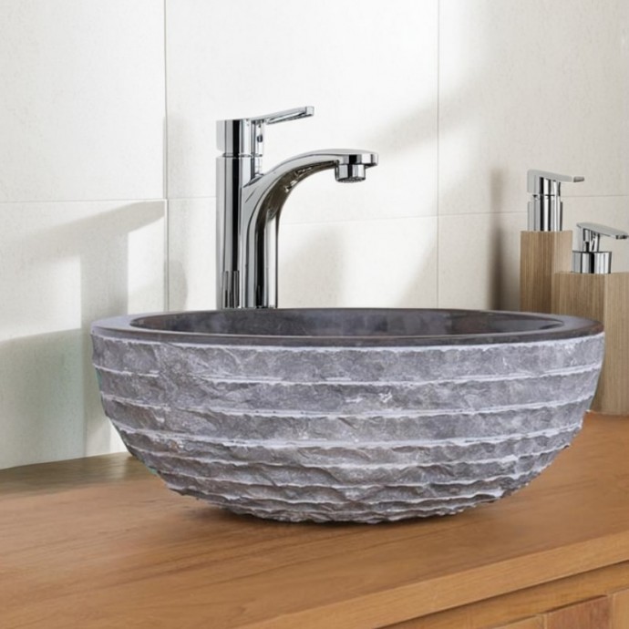 Vasque à poser ronde marbre noir Ø40cm KC-M BLACK