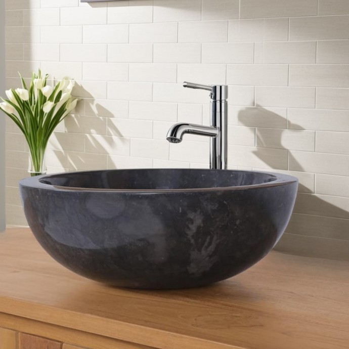 Vasque noire à poser marbreØ40cm KC-P BLACK