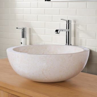 Vasque à poser ronde marbre beige Ø40cm KC-P CREAM Vasque à poser ronde marbre beige Ø40cm KC-P CREAM