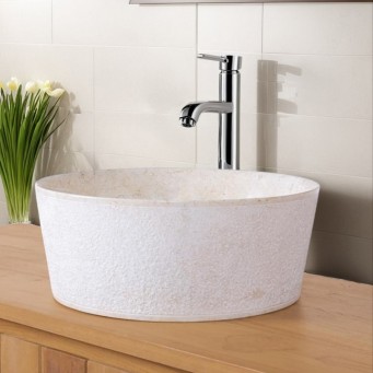 Vasque à poser design marbre beige bordure fine Ø40cm LYT-D CREAM Vasque à poser design marbre beige bordure fine Ø40cm LYT-D CREAM